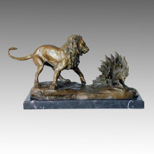 Animal Statue Lion&Porcupine Bronze Sculpture, Milo Tpal-112